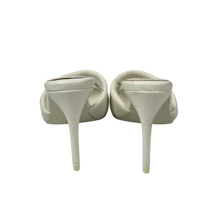 BCBGeneration Ixani White Quilted Pad Square Toe Stiletto Heels Mule Sandals 7.5