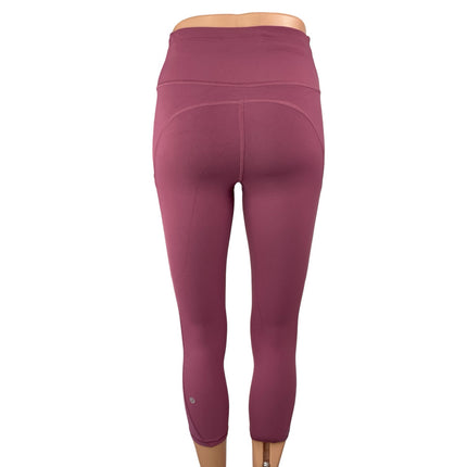 Lululemon Womens Pink Mid Rise Skinny Yoga Athletic Crop Leggings Pants Size 2