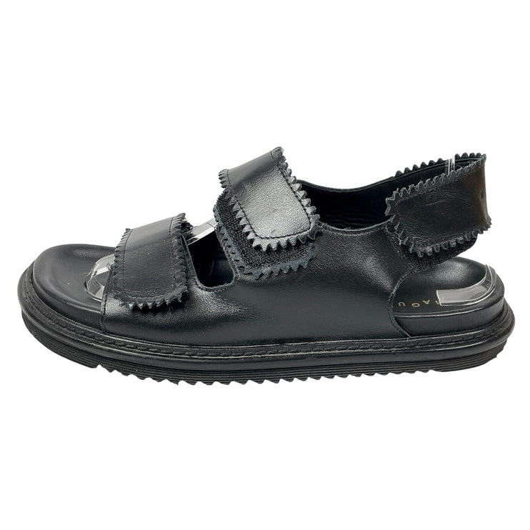 Maguire Tavira Black Zigzag Edge Chunky Straps Platform Flats Sandals 39 US 7.5