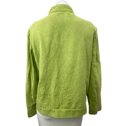 Dolina Women's Green Faux Suede High Neck Zip Up Long Sleeve Coat Jacket Size 12