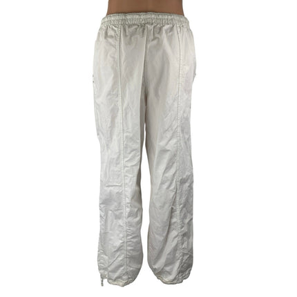 Zara Women White High Rise Baggy Parachute Jogger Wide Leg Trousers Pants Size S