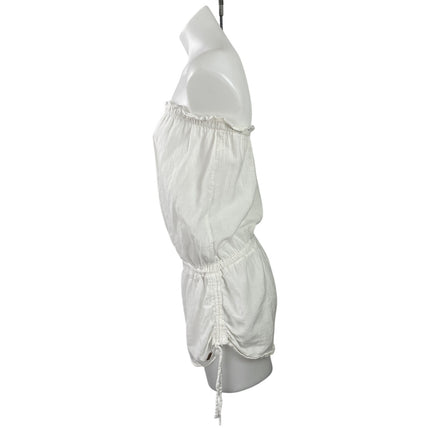 Victoria's Secret Womens White Strapless Tube Elastic Waist Romper Shorts Size S
