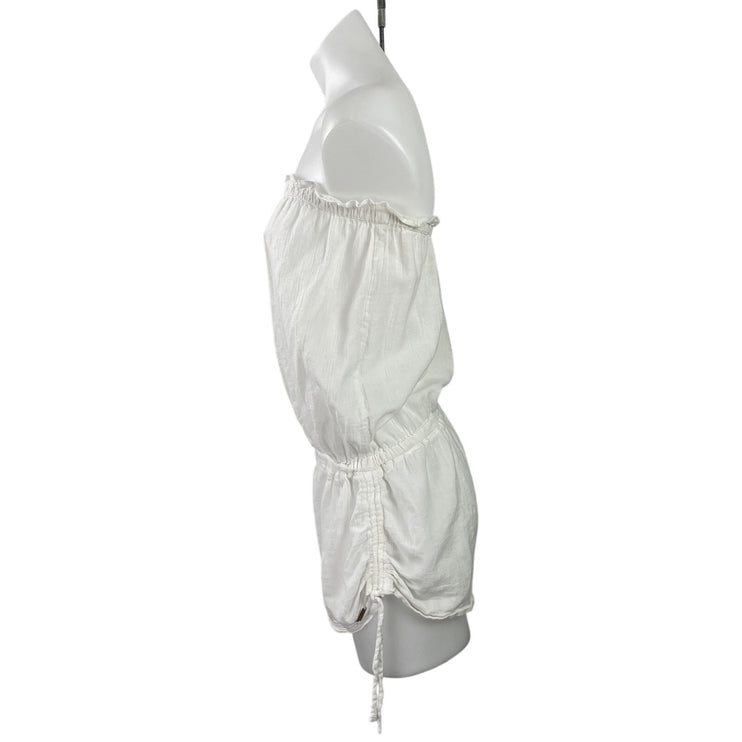 Victoria's Secret Womens White Strapless Tube Elastic Waist Romper Shorts Size S