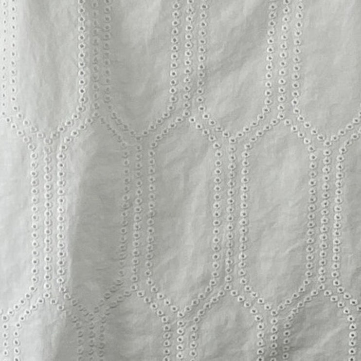 Ann Taylor Women's White Embroidered Boat Neck Short Puff Sleeve Blouse SIze L