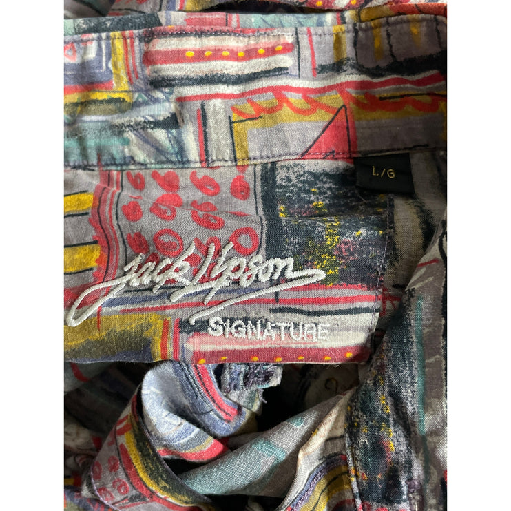 Jack Upson Men's Multicolor Abstract Short Sleeve Button Down Shirt Top Size L