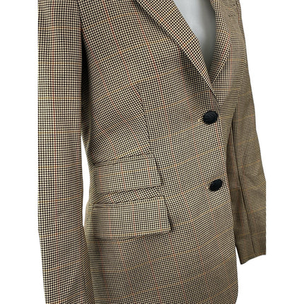 Rag & Bone Rona Women's Tan Wool Houndstooth Long Sleeve Blazer Coat Jacket 0