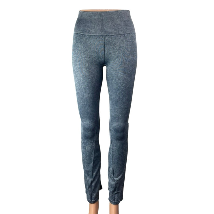Verish Alltension Blue Gray Ribbed Flare Activewear Yoga Leggings Pants Sz XS/S