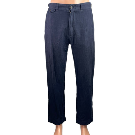 Buck Mason Capitola Men's Navy Blue Linen Straight Leg trousers Pants Size M