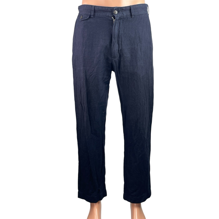 Buck Mason Capitola Men's Navy Blue Linen Straight Leg trousers Pants Size M