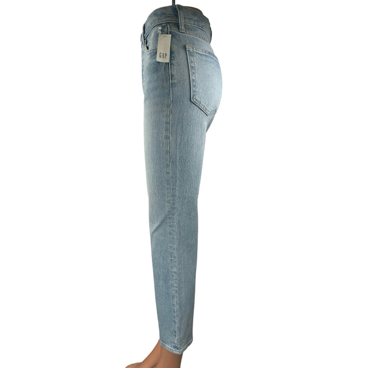 NEW Gap Cheeky Straight High Rise Blue Distressed Cropped Denim Jeans Size 25