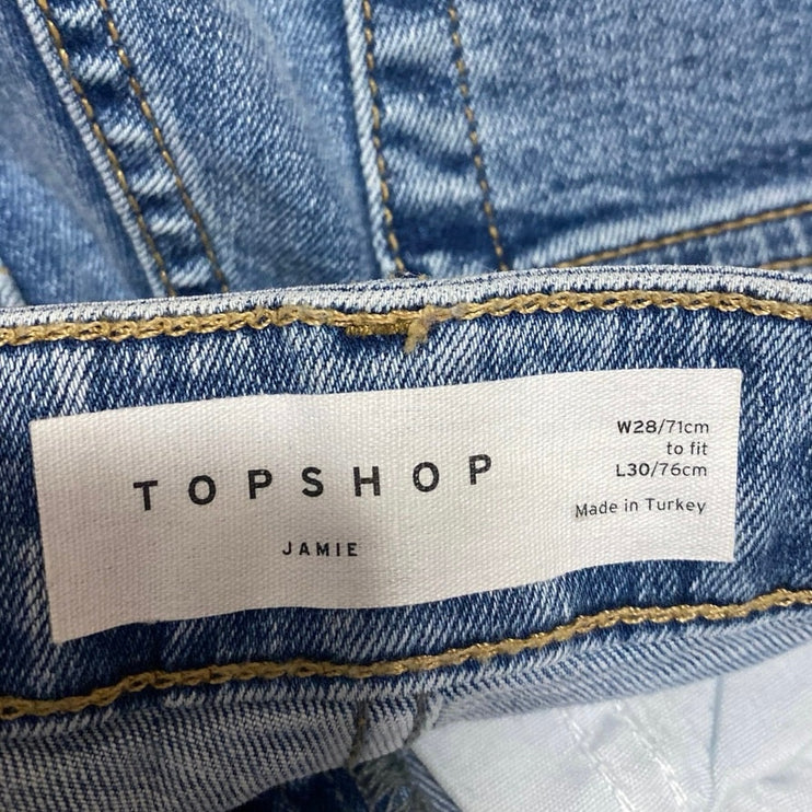 Topshop Jamie Women's Blue Light High Waisted Cropped Skinny Denim Jeans Size 6
