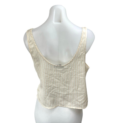WeWoreWhat Cream Floral Striped Sleeveless Cami Camisole Crop Tank Top Size M