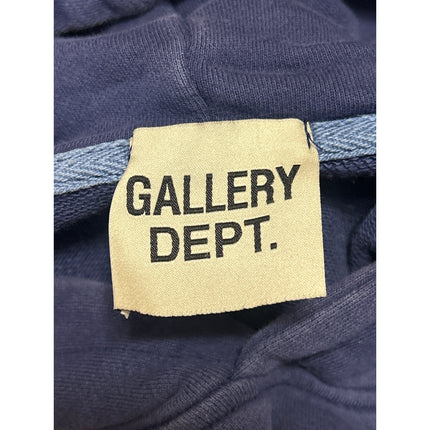 Gallery Dept Men's Blue Paint Graphic Logo Hoodie Hooded Sweatshirt Top Size L698