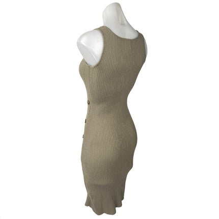 Hippie Rose Olive Green Sleeveless Ribbed Knit Tank Bodycon Mini Dress Size S