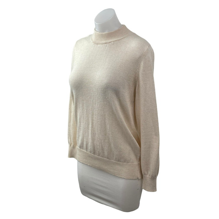 Tera Vera Women's Cream Long Sleeve Mock Neck Sweatshirt Sweater Top Size M