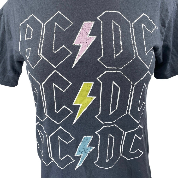 AC/DC Rock Band Women's Black Short Sleeve Concert Tour Basic Tee T-Shirt Top XS