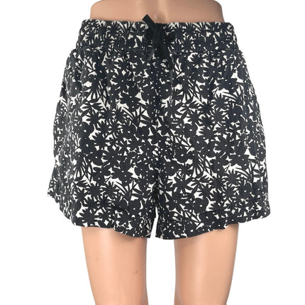 Everlane Women's Black White Floral High Waisted Casual Mini Shorts Size M