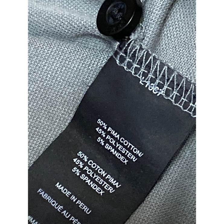 CUTS Men's Gray Curve-Hem Short Sleeve Golf Casual Cotton Polo Shirt Top Size L