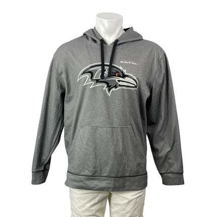 NFL Team Apparel Baltimore Ravens Heather Gray Fleece Hoodie Hooded Sweatshirt L