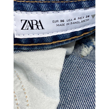 Zara Women's Blue High Rise Wide Leg Boyfriend Bermuda Mom Denim Shorts Size 4
