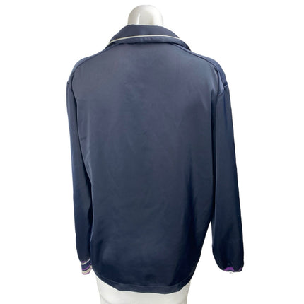 Saylient Women's Blue Collar Long Sleeve Button Down Classic Shirt Blouse Top M