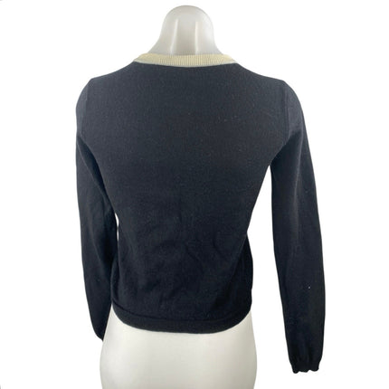 Alice + Olivia 100% Wool Silk Tuxedo Long Sleeve Button Cardigan Sweater Top S