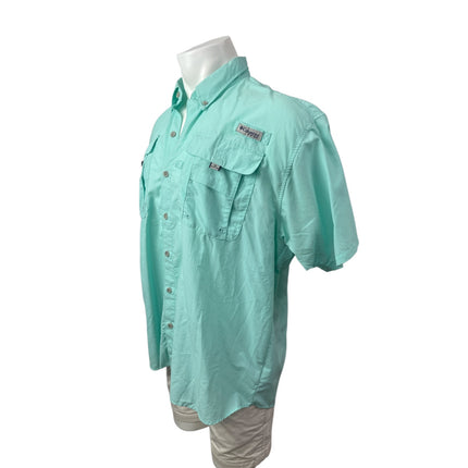 Columbia PFG Bahama II Men's Green Collared Short Sleeve Button Down Shirt Top L