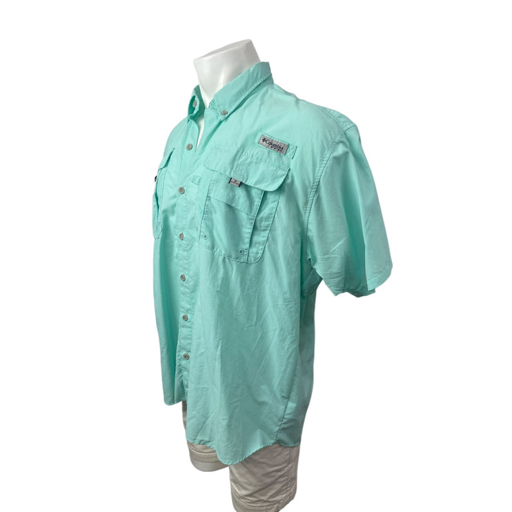 Columbia PFG Bahama II Men's Green Collared Short Sleeve Button Down Shirt Top L
