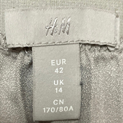 H&M Womens Gray Silver Pull On Mid Waist Pleated Plisse A Line Midi Skirt Size L
