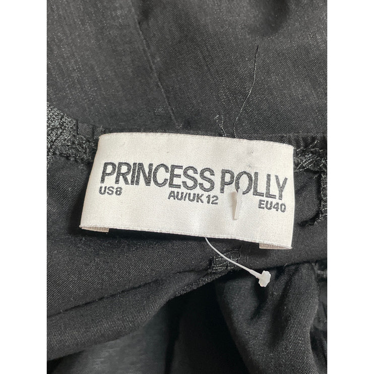 Princess Polly Black Long Sleeve Floral Lace Bustier Mini A Line Dress Size 8