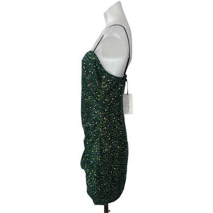 NEW Cotton Candy LA Green Sequin Sleeveless Square Cami Mini Bodycon Dress L