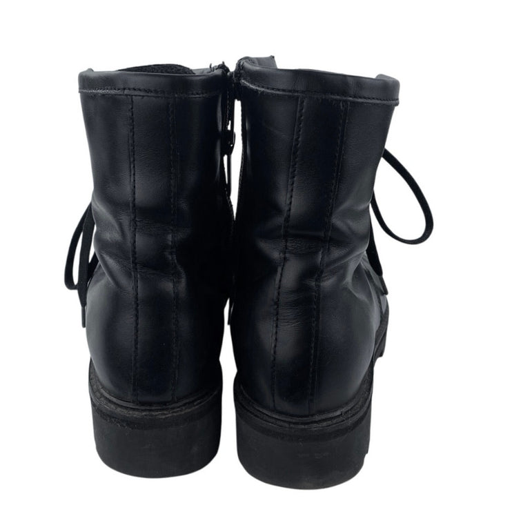 Thursday Women's Black Leather Lace Up Side Zip Chelsea Ankle Combat Boots Sz 6