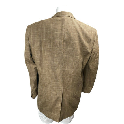 Jos. A. Bank Men's Brown Plaid Silk Wool Linen Sports Coat Blazer Jacket Size L