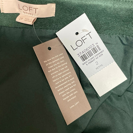 NEW Ann Taylor LOFT Green High Waisted Pintuck Zip Flared Mini Skirt Size 2