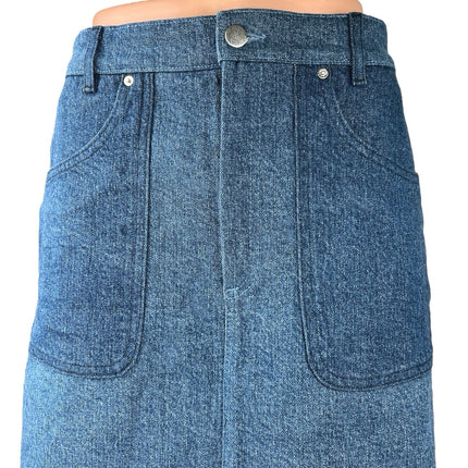 & Other Stories Blue Denim Mini Knee Length Straight Pencil Jean Skirts Size 8