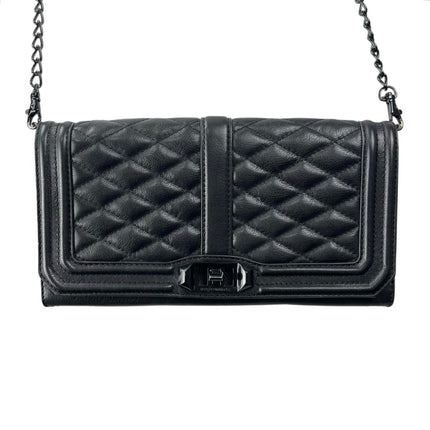 Rebecca Minkoff Love Quilted Leather Women's Black Chain Lock Crossbody Handbag