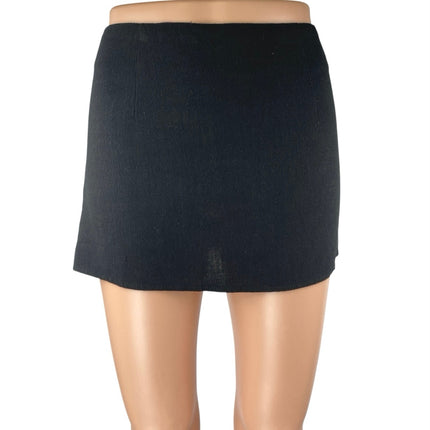 Princess Polly Women's Black Linen Cotton Zipper Mini Straight Pencil Skirt Sz 4