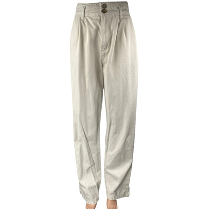 Stradivarius Women's White High Waisted Pleated Wide Leg Trousers Pants Size 4