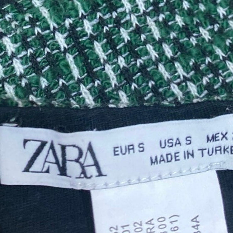 Zara Green Tweed Sleeveless Strapless Cami Bandeau Crop Corset Tank Top Size S