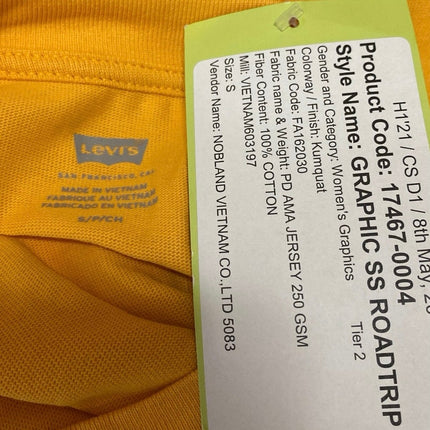 NEW Levi's Women's Yellow Crewneck Short Sleeve Graphic Tee T-shirt Top Size S
