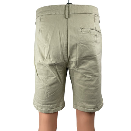 Topman Men's Cream Beige High Rise Slim Fit Straight Leg Chino Khaki Shorts 36