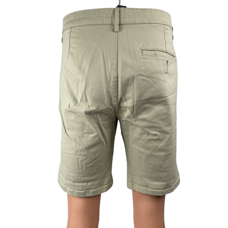 Topman Men's Cream Beige High Rise Slim Fit Straight Leg Chino Khaki Shorts 36
