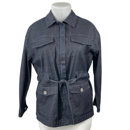 Massimo Dutti Collared Long Sleeve Button Up Shirt Utility Denim Coat Jacket L