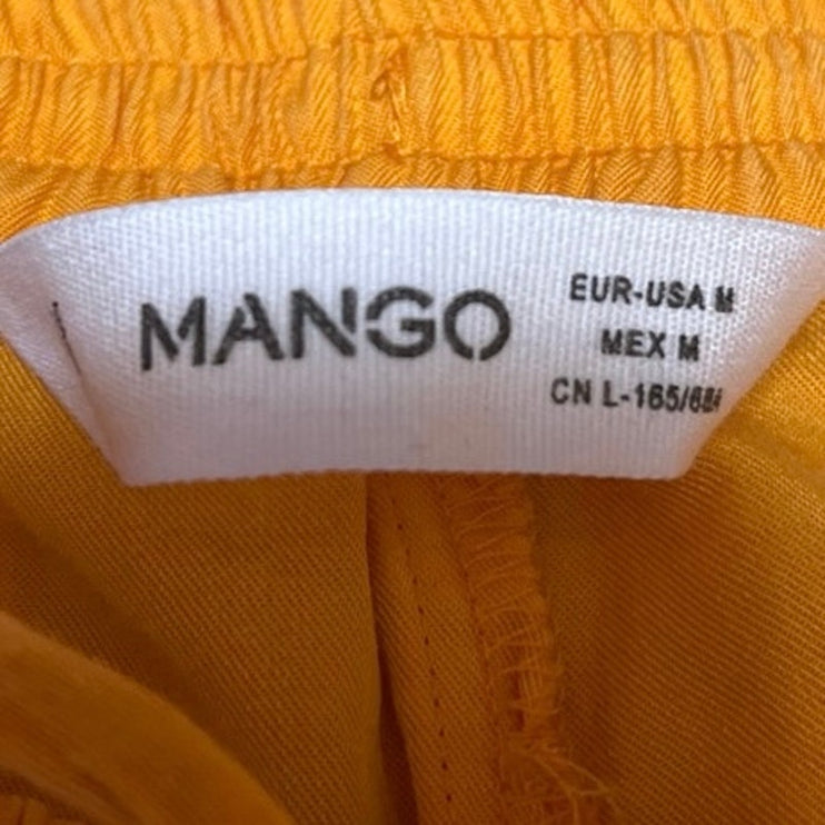 MNG Mango Coral Drop Short Sleeve Button Down Shirt Mini Shorts 2 Pc Set Size L