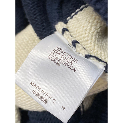Brandy Melville Blue Cream Stripe Collared Long Sleeve Henley Sweater Top Size M