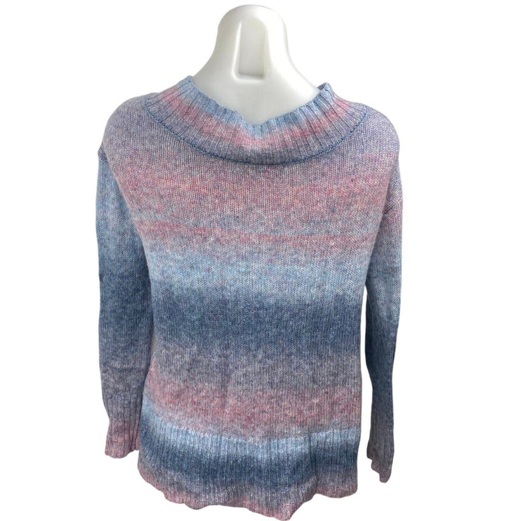 A New Approach Women's Multicolor Ombre Striped V-Neck Long Sleeve Sweater Top S