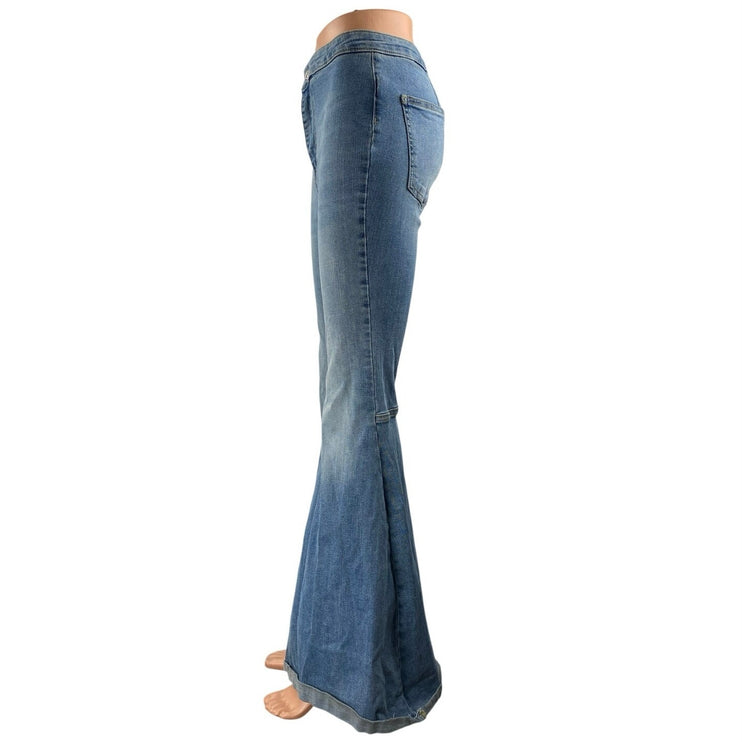 Free People We The Free Blue High Rise Bell Bottom Flare Bootcut Denim Jeans 27