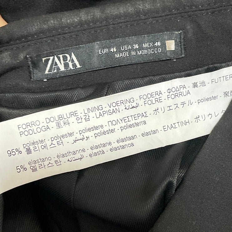 Zara Womens Black Long Sleeves Tailored Double Breasted Blazer Coat Jacket Sz 36