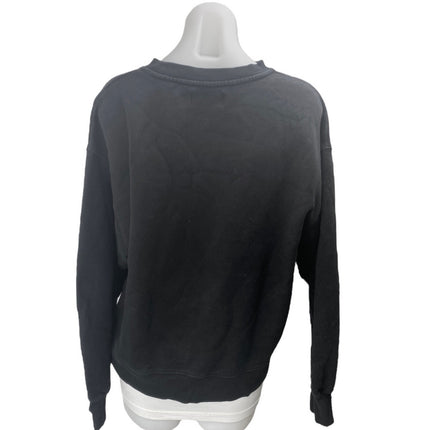 Aritzia TNA Women's Black Fleece Long Sleeve Crew Neck Sweatshirt Top Size 2