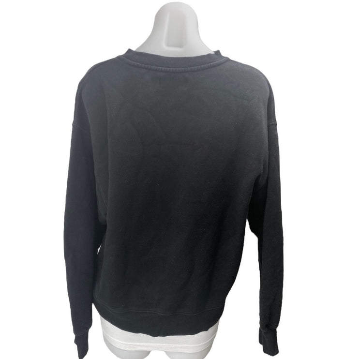 Aritzia TNA Women's Black Fleece Long Sleeve Crew Neck Sweatshirt Top Size 2